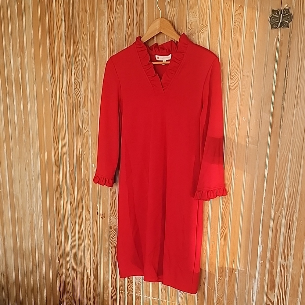 Red Ruffle Trim Dress